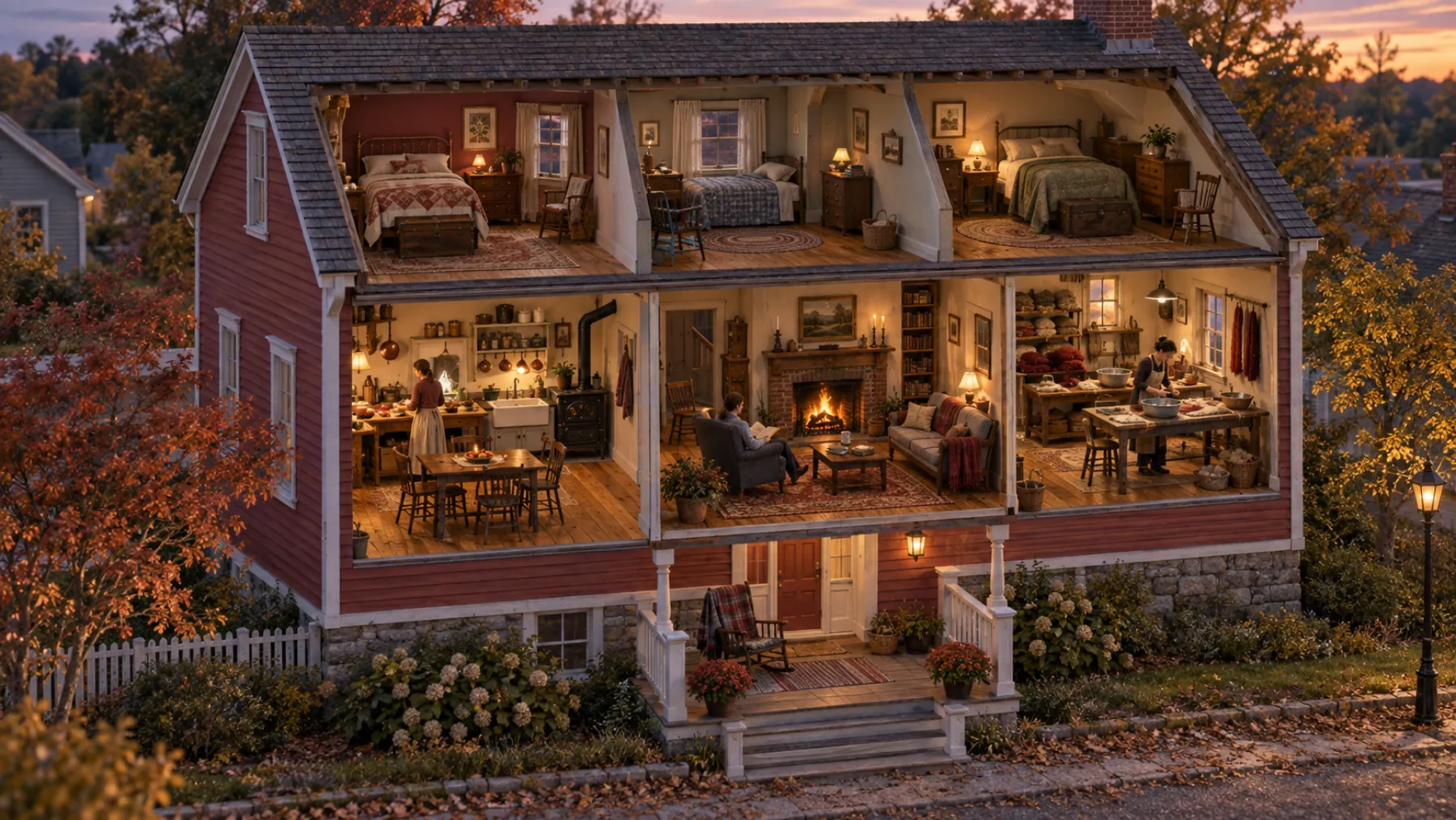 The Carder, a two-storey cottage with three bedrooms, shared living room, kitchen and one flexible studio