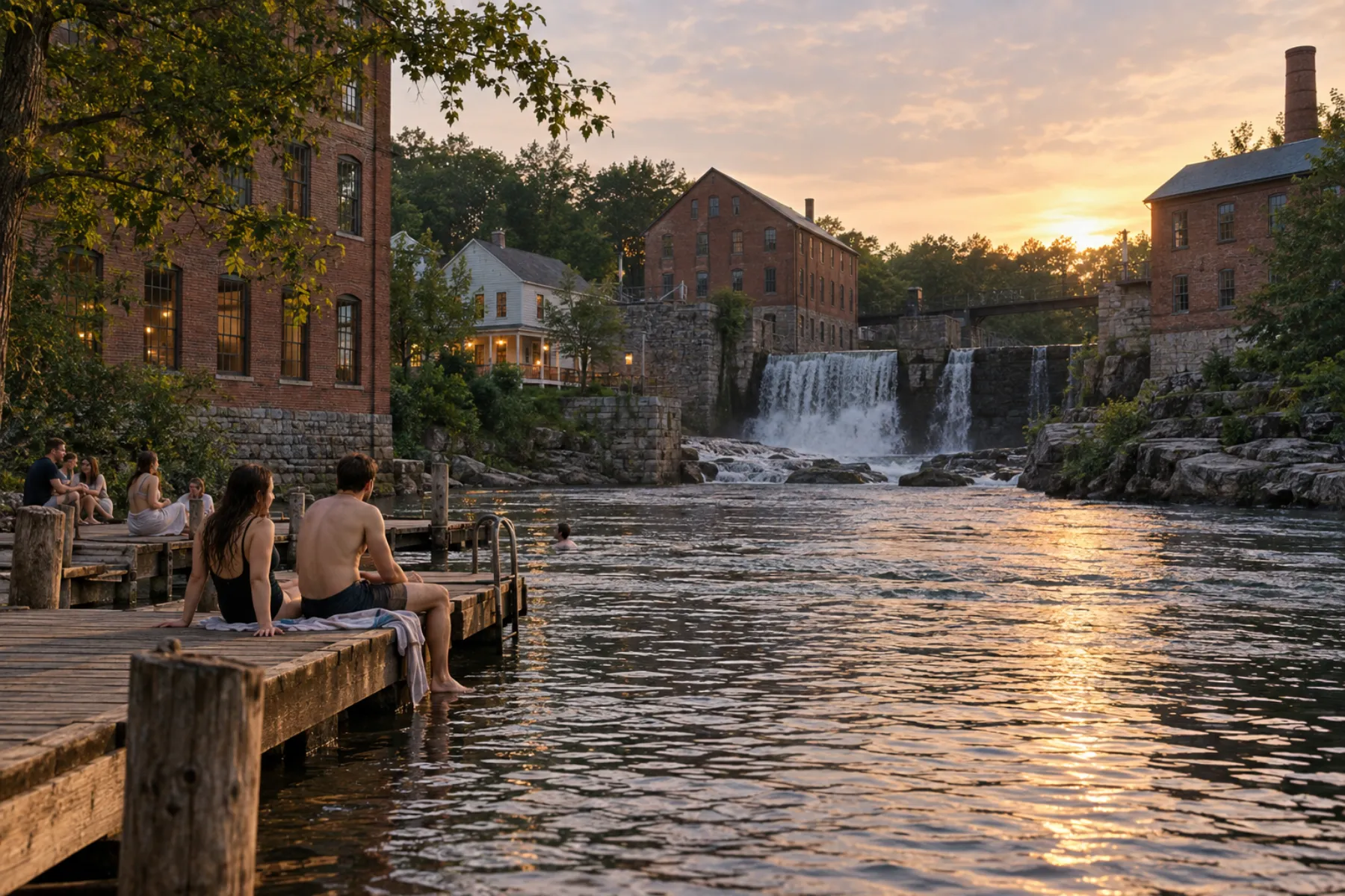Concept of a public river landing and swimming dock at Harrow Falls